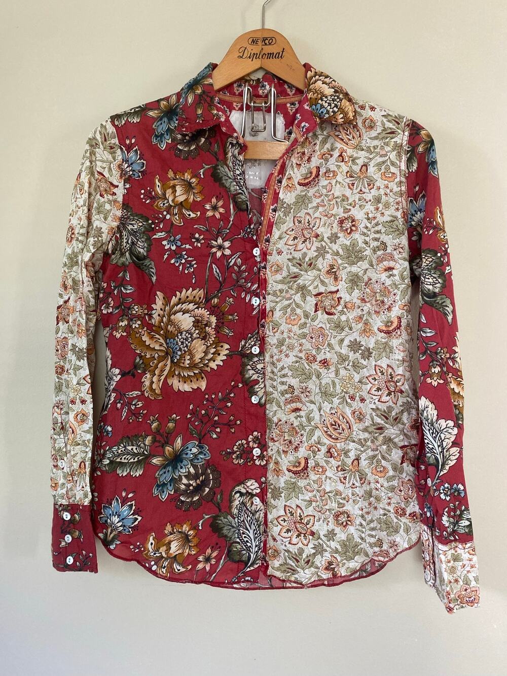Cino by Sundance Floral Patchwork Button-Up Shirt XS
